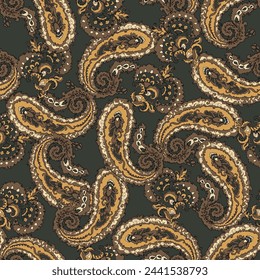 Paisley seamless vector pattern. Vintage background in batik style