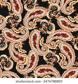 Paisley seamless vector pattern. Vintage background in batik style