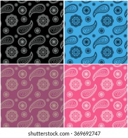 paisley set pattern vector