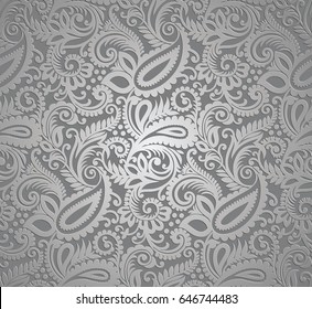 Paisley silver wallpaper