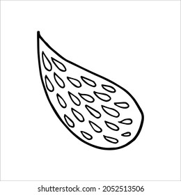Paisley single doodle element, simple hand drawing, black and white vector image