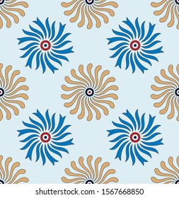Paisley Smiles Pattern on blue background