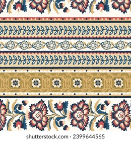 Paisley stripe seamless pattern. floral wallpaper. Decorative ornament for fabric, textile, wrapping paper.