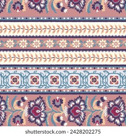 Paisley stripe seamless pattern. floral wallpaper. Decorative ornament for fabric, textile, wrapping paper.