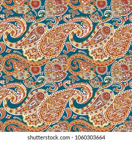 Paisley style Floral seamless pattern. Ornamental Damask background