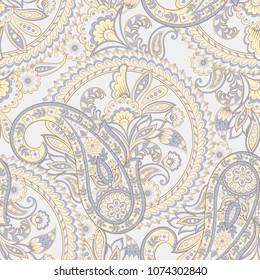 Paisley style Floral seamless pattern. Ornamental Damask background