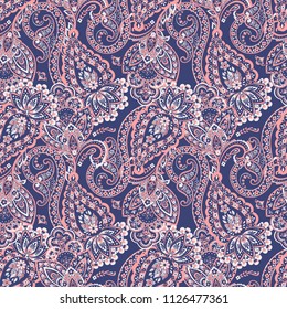 Paisley style Floral seamless pattern. Ornamental Damask background