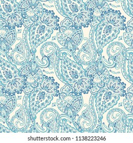 Paisley style Floral seamless pattern. Ornamental Damask background