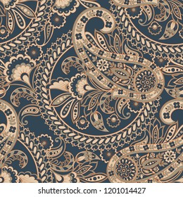 Paisley style Floral seamless pattern. Ornamental Damask background
