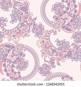 Paisley style Floral seamless pattern. Ornamental Damask background