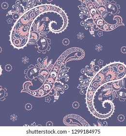 Paisley style Floral seamless pattern. Ornamental Damask background