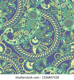 Paisley style Floral seamless pattern. Ornamental Damask background
