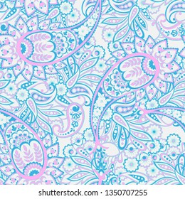 Paisley style Floral seamless pattern. Ornamental Damask background