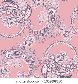Paisley style Floral seamless pattern. Ornamental Damask background