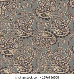 Paisley style Floral seamless pattern. Vector Ornamental Damask background