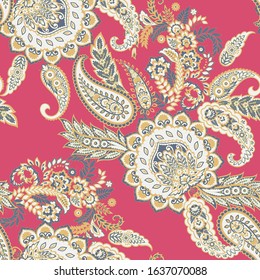 Paisley style Floral seamless pattern. Vector Ornamental Damask background