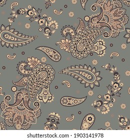 Paisley style Floral seamless pattern. Vector Ornamental Damask background