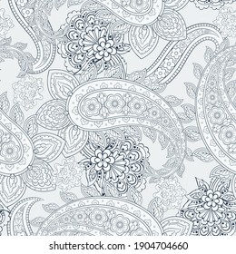 Paisley style Floral seamless pattern. Vector Ornamental Damask background