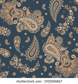 Estilo paisley Patrón floral sin fisuras. Fondo del Damasco Ornamental del vector