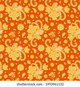 Paisley style Floral seamless pattern. Vector Ornamental Damask background