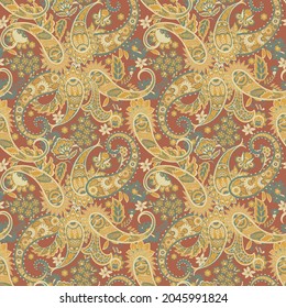 Paisley style Floral seamless pattern. Vector Ornamental Damask background