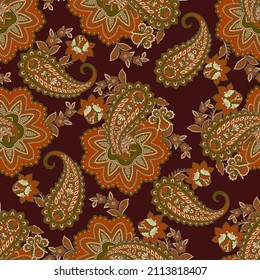 Estilo paisley Patrón floral sin fisuras. Fondo del Damasco ornamental vector