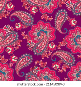 Estilo paisley Patrón floral sin fisuras. Fondo del Damasco ornamental vector