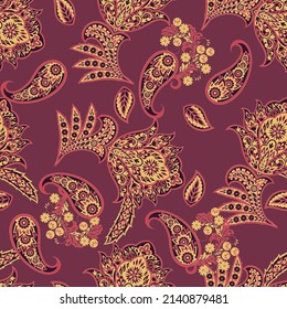 Paisley style Floral seamless pattern. Vector Ornamental Damask background