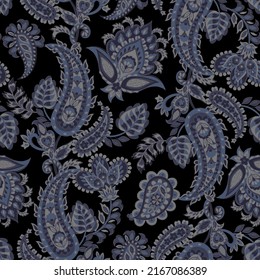 Paisley style Floral seamless pattern. Vector Ornamental Damask background
