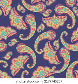 Paisley style Floral seamless pattern. Vector Ornamental Damask background