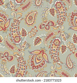 Paisley style Floral seamless pattern. Vector Ornamental Damask background