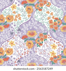 Paisley style Floral seamless pattern. Ornamental Damask background, Seamless floral vector pattern. Vintage dark purple background with flowers, leaves used for textile, curtain wallpaper, extra.