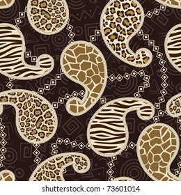 Paisley style seamless background with animal skin pattern