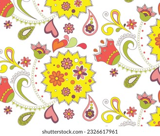 paisley stylist trendy flower element beautiful vintage abstract drawing art pattern background 7