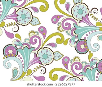 paisley stylist trendy flower element beautiful vintage abstract drawing art pattern background 2