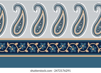 paisley textile border pattern on background