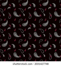 Paisley amarra Patrón Cashmere con estilo de fondo negro para tela textil. Todo sobre Imprimir. vector