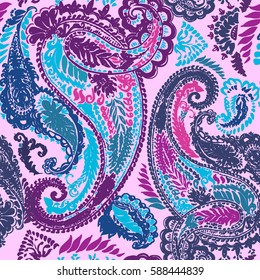 Floral Paisley Pattern Trendy Colour Watercolour Stock Illustration ...