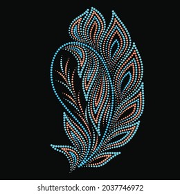 The Paisley - turquoise folk art dot pattern. Traditional ethnic ornament. Object isolated on black background. Vector print.