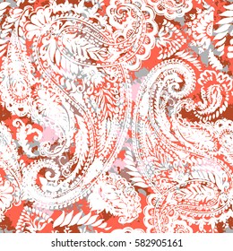 Paisley vector hand drawn illustration ornament seamless pattern.