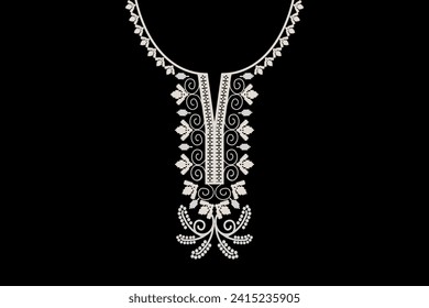 Paisley vector illustration neckline embroidery design for textile fabric and cloth