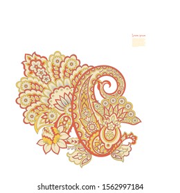 Paisley vector isolated pattern. Damask style Vintage illustration