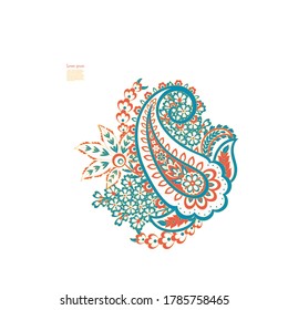 Paisley vector isolated pattern. Damask style Vintage illustration