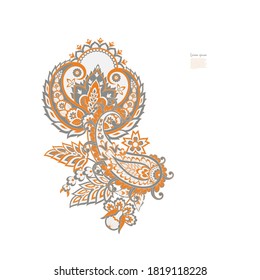 Paisley vector isolated pattern. Damask style Vintage illustration