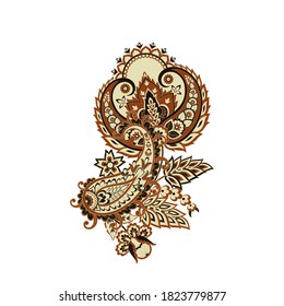 Paisley vector isolated pattern. Damask style Vintage illustration