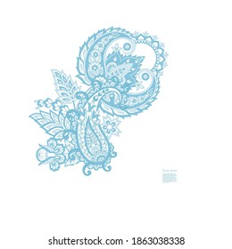 Paisley vector isolated pattern. Damask style Vintage illustration