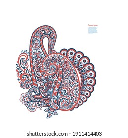 Paisley vector isolated pattern. Damask style Vintage illustration