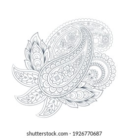 Paisley vector isolated pattern. Damask floral illustration in batik style