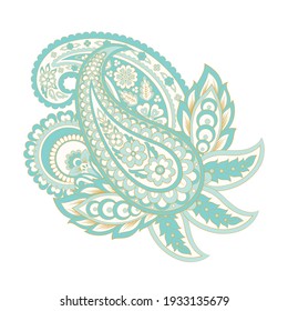 Paisley vector isolated pattern. Damask floral illustration in batik style