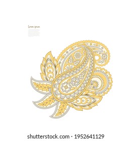 Paisley-Vektorgrafik, isoliertes Muster. Damast-Blumengrafik im Batik-Stil